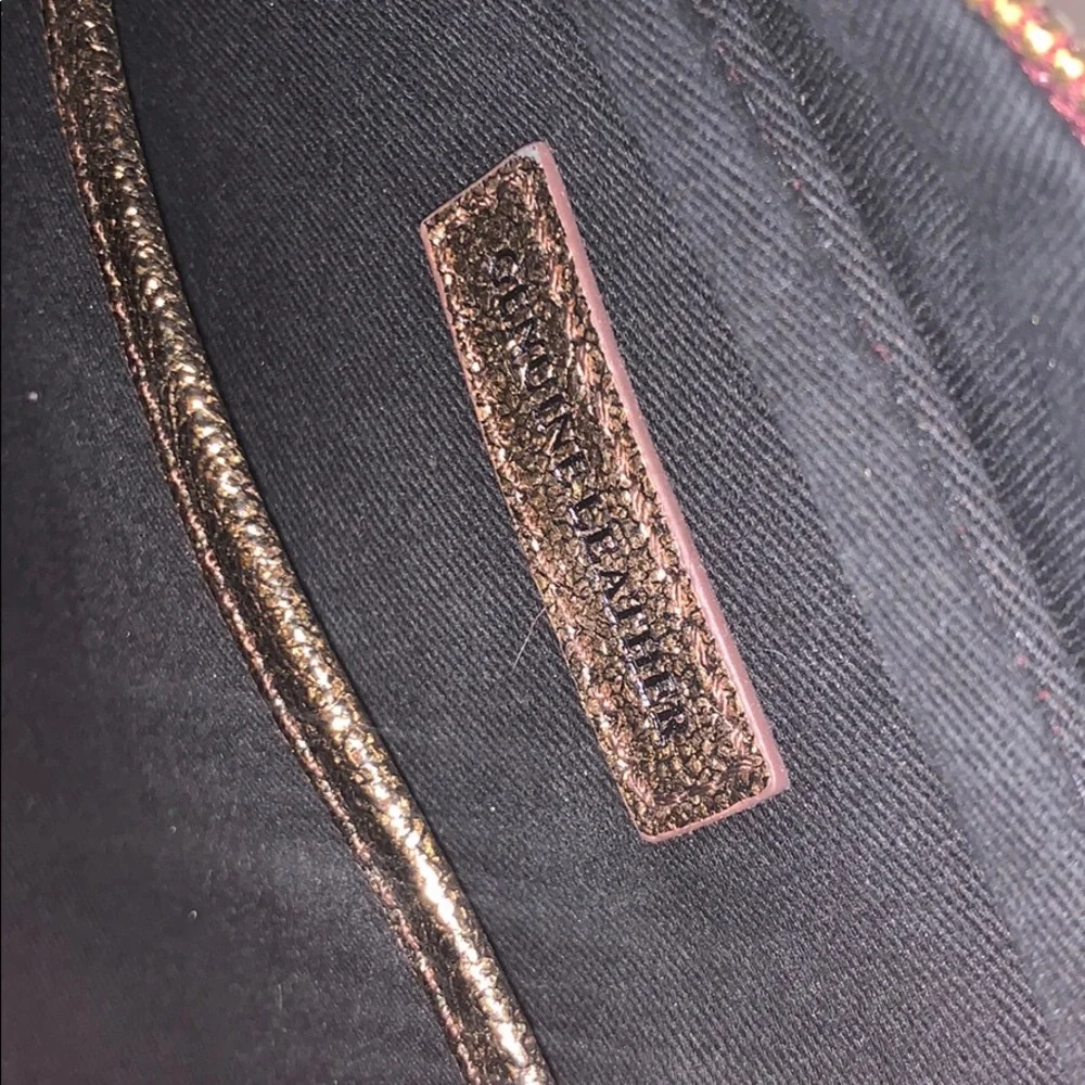 Genuine Leather Maroon w Gold Straps Crossbody‎ Bag - Picture 8 of 8